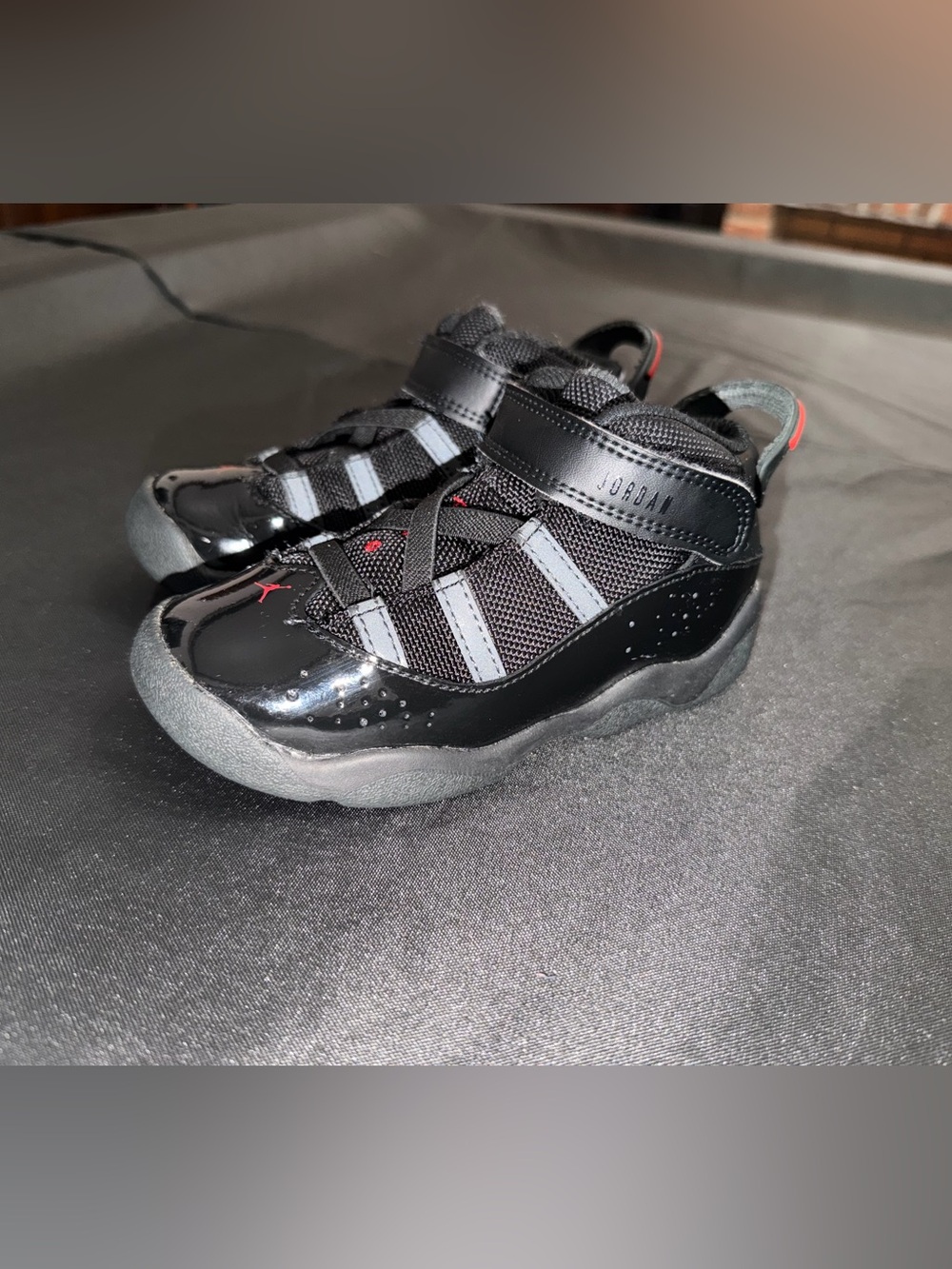 Jordan Kids Black and Red Low-Top Sneakers